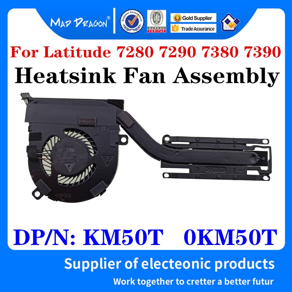 original laptop CPU Heatsink Fan Assembly For Dell Latitude 7280 7290 7380 7390 heat sink FAN KM50T 0KM50T AT1S5002ZAL