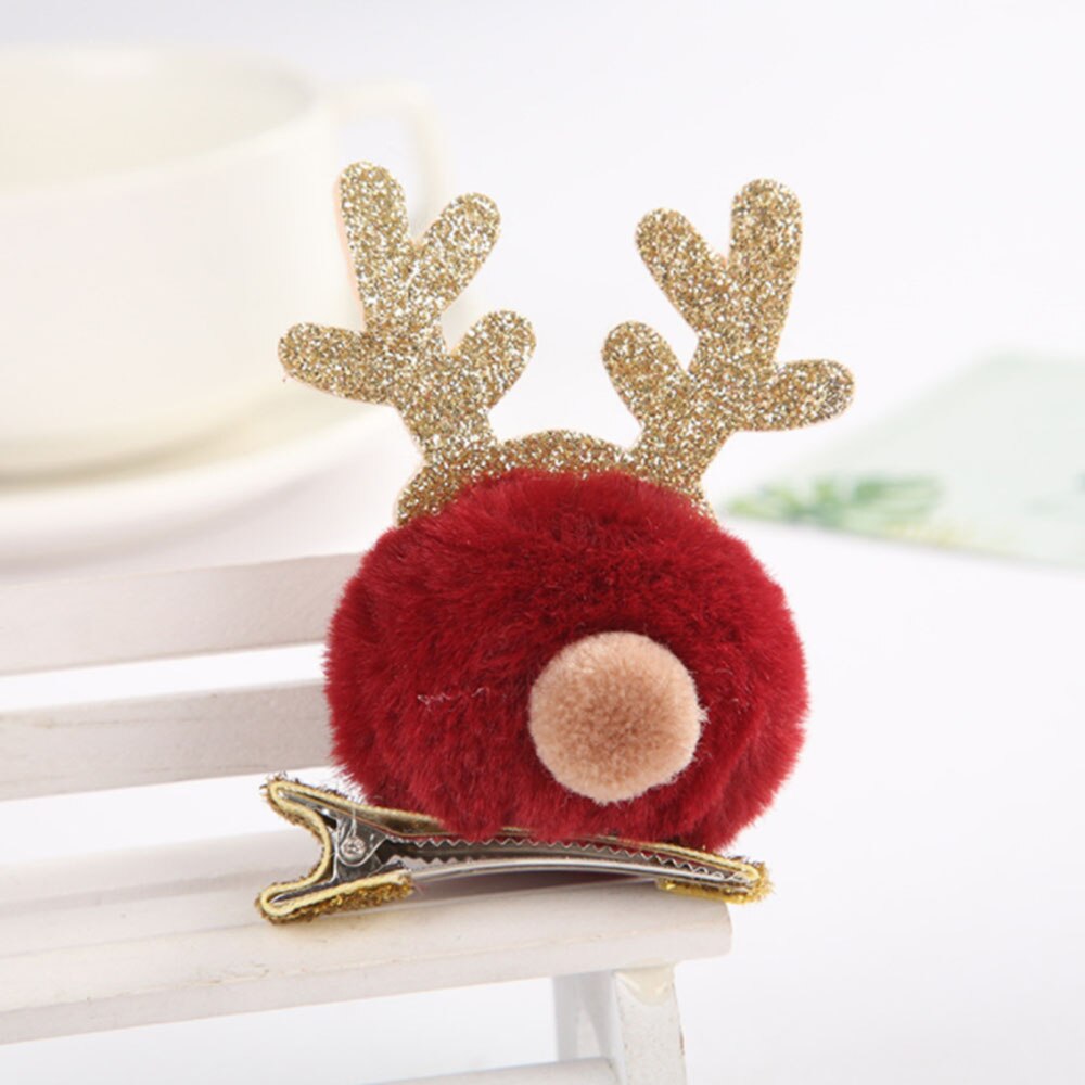 Kerst Clip Kerst Leuke Pompom Elanden Herten Lovertjes Geweien Cartoon Party Haar Accessoire Clip