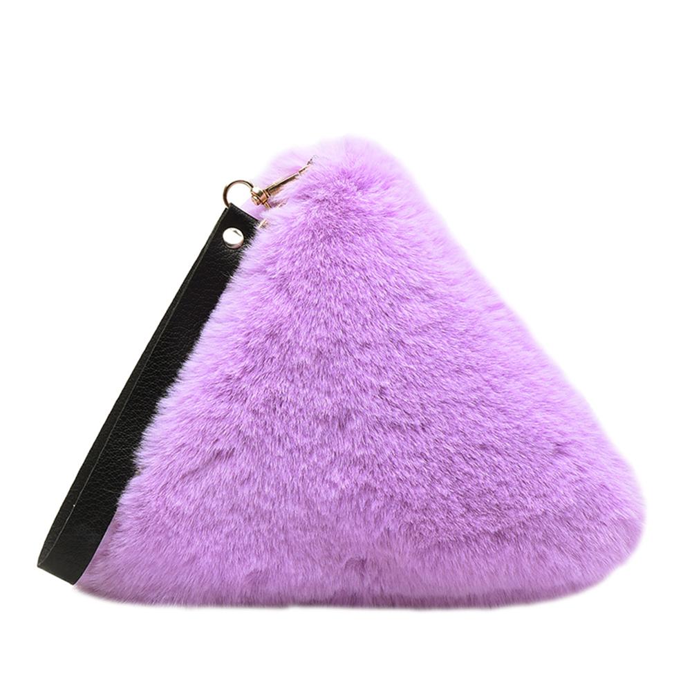 Mode Handtassen Bekwame Productie Vrouwen Driehoek Clutch Bag Pluche Leuke Handtas Dame Effen Kleur Dagelijkse Kleine Portemonnee
