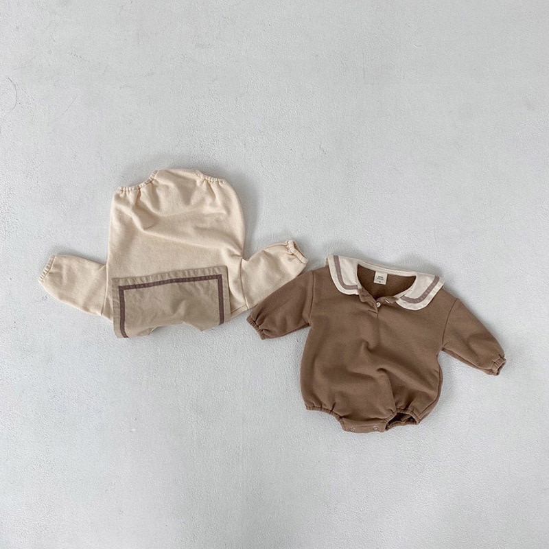 0-24M autunno bambino Abiti marinaio collare bambino ragazza Bodysuits cotone lungo manica infante bambino piccolo ragazzi Jumpsuits