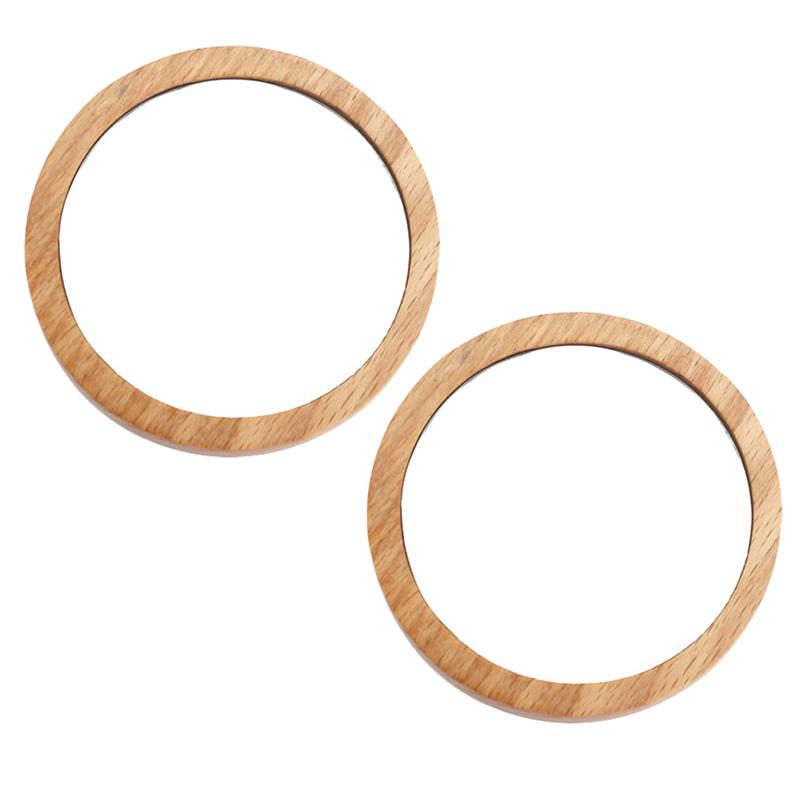 2 stk mini lommespejl bøgetræ makeup spejl træ kompakt kosmetik spejl bærbart udseende glas spejl til piger 2 størrelser