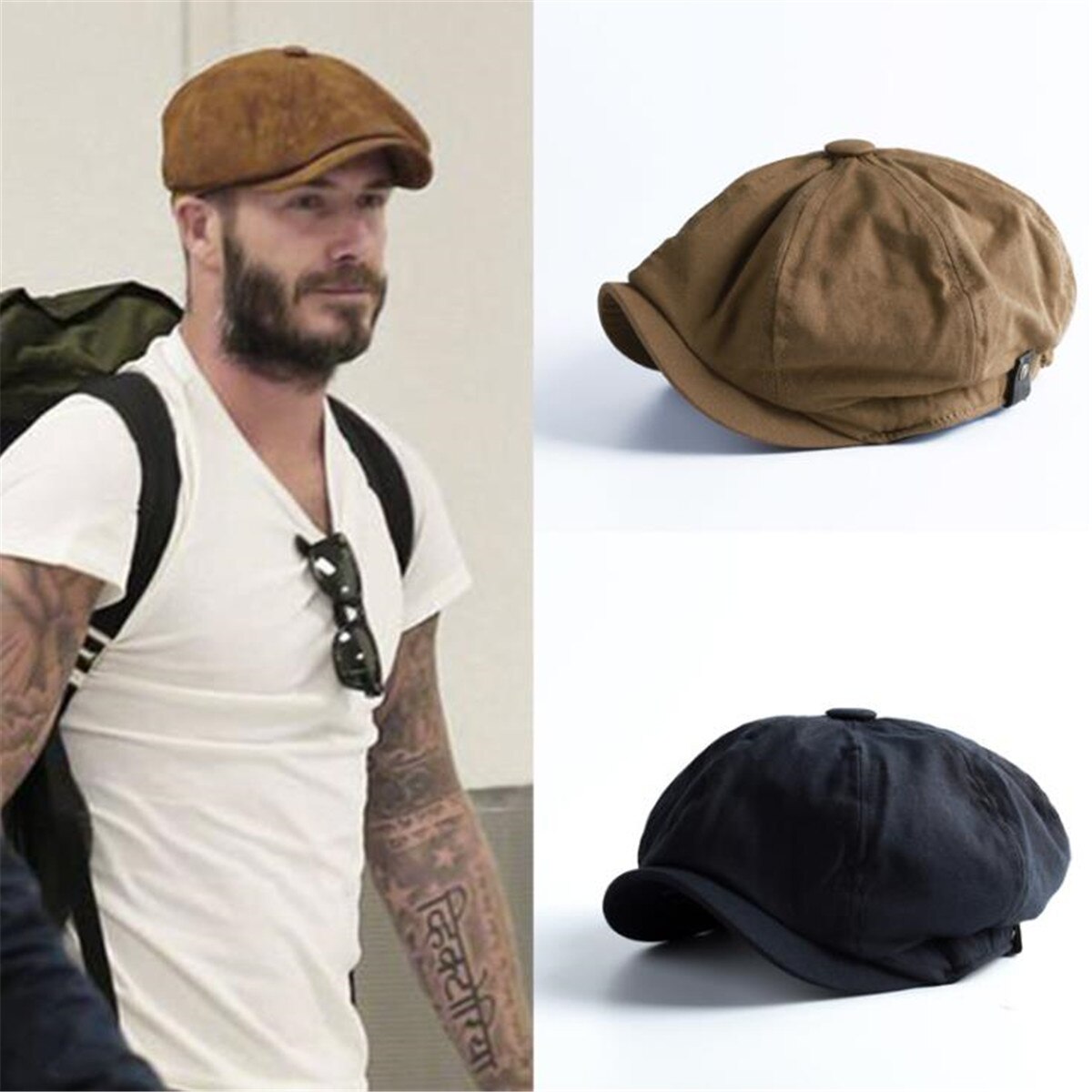 Men Vintage Painter Beret Hats Summer Octagonal Newsboy Cap Cabbie Lvy Flat Hat