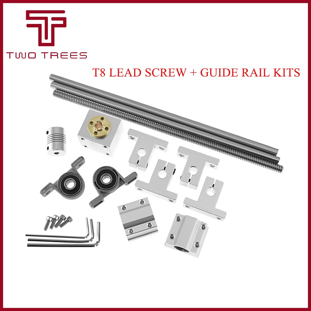 3D printer Guide rail parts -T8 Lead Screw 200mm 300mm 400mm 500mm +Optical axis +KP08 bearing bracket +housing mounting bracket