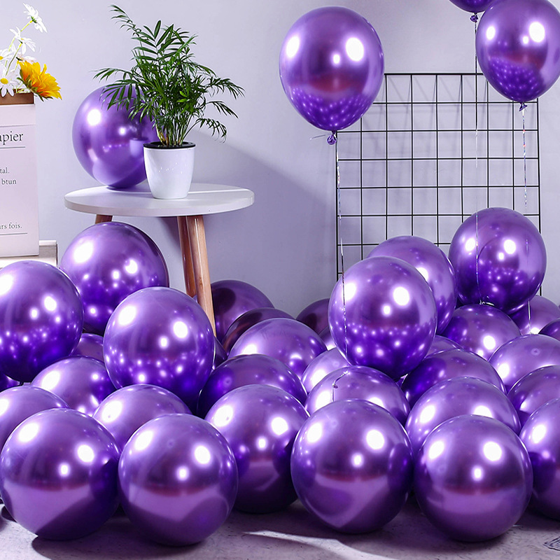 50 Uds. Globos metálicos para cumpleaños, globos metálicos dorados, cromados, plateados, rosas y dorados para , Baby Shower, decoraciones de boda: Morado / 5 pulgadas