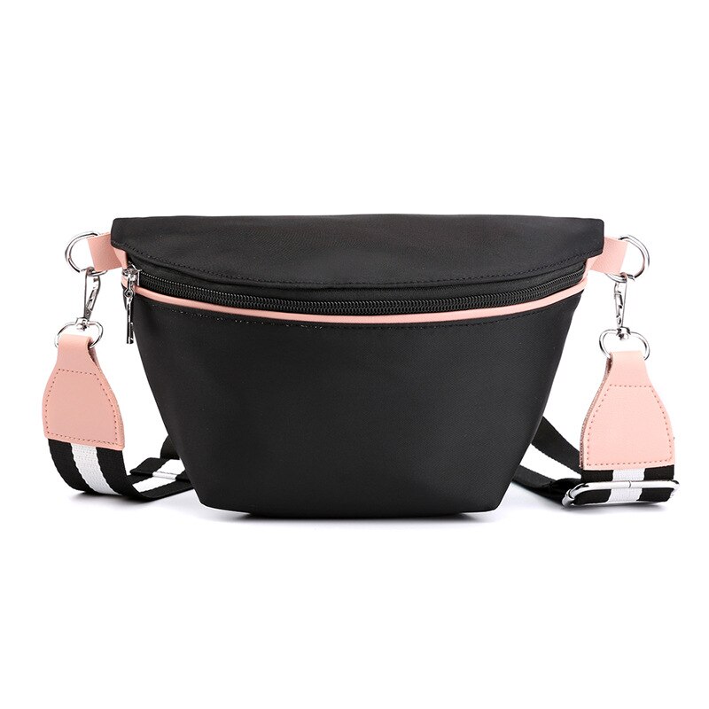 Roze dames kleine clutch tas borsttas crossbody portemonnee polsband effen oxford schoudertassen gestreepte schouderband: Zwart