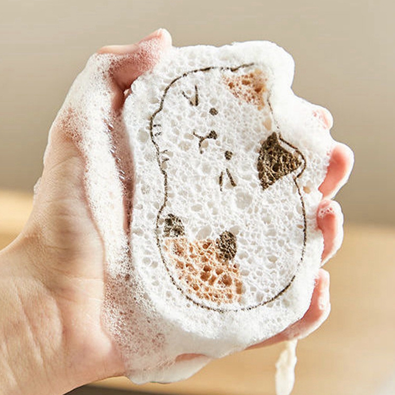 Huishoudelijke Veeg Non-stick Afwassen Spons Cartoon Gecomprimeerd Houtpulp Sponzen Afwassen Schuursponsje Keuken Benodigdheden