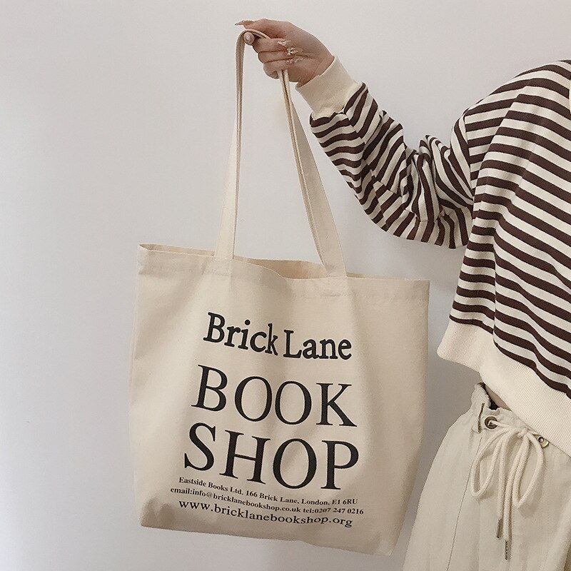 Vrouwen Canvas Boodschappentas Eenvoudige Boeken Tas Meisjes Katoenen Doek Schoudertassen Eco Handtas Dames Grote Kruidenier Shopper Tote