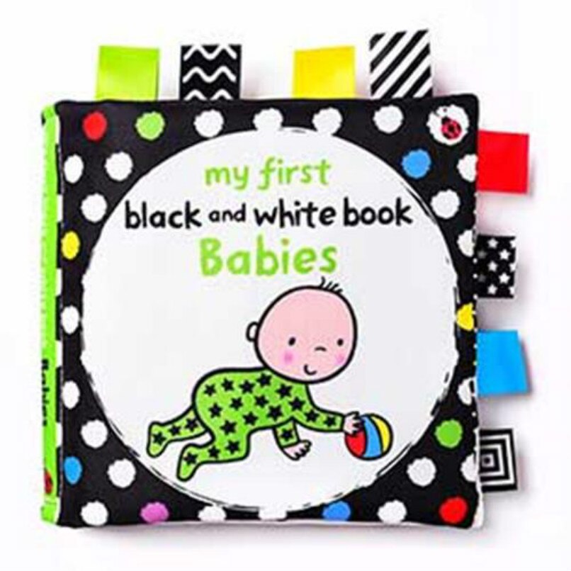 15cm Baby Early Education Cloth Book Visually Stimulated Ringing Paper Does Not Rot, Bite Baby Black and White Label Toy Book: baby