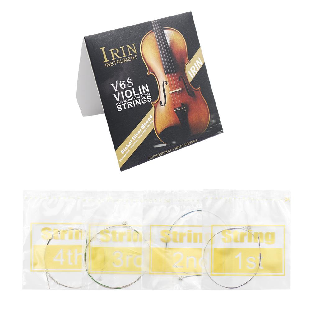 IRIN 4pcs Violin Strings E-A-D-G Fiddle Strings Steel Core Nickel-silver Wound for 4/4 3/4 1/2 1/4 Violin Universal Full Set V68