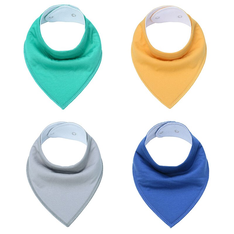 4- pack barnhaklapp för spädbarn 100%  absorberande bandana-haklapp i bomull med justerbara tryckknappar salivhandduk rapsduk: K0020