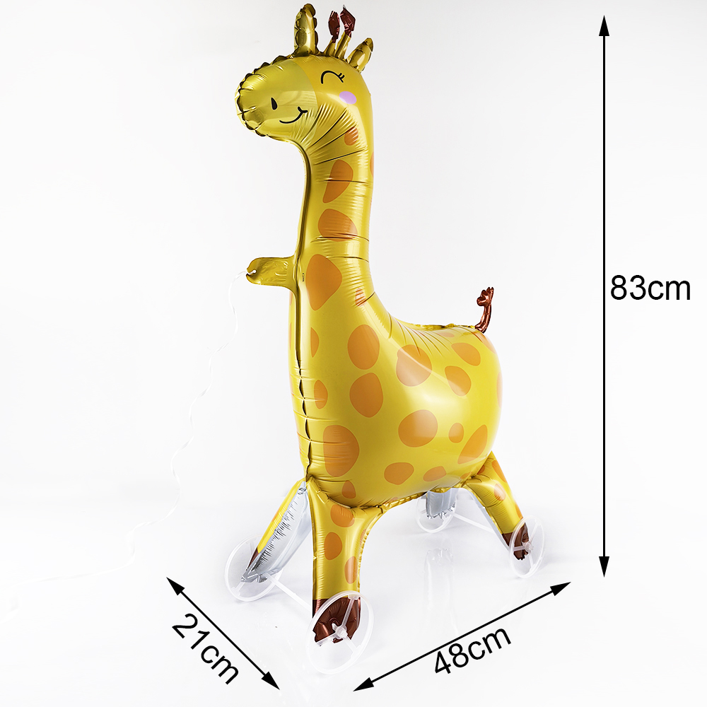 Globos de animales de Safari en la jungla, leones de pie 3D, tigres, jirafas, palmera para niños, decoraciones de cumpleaños: YELLOW