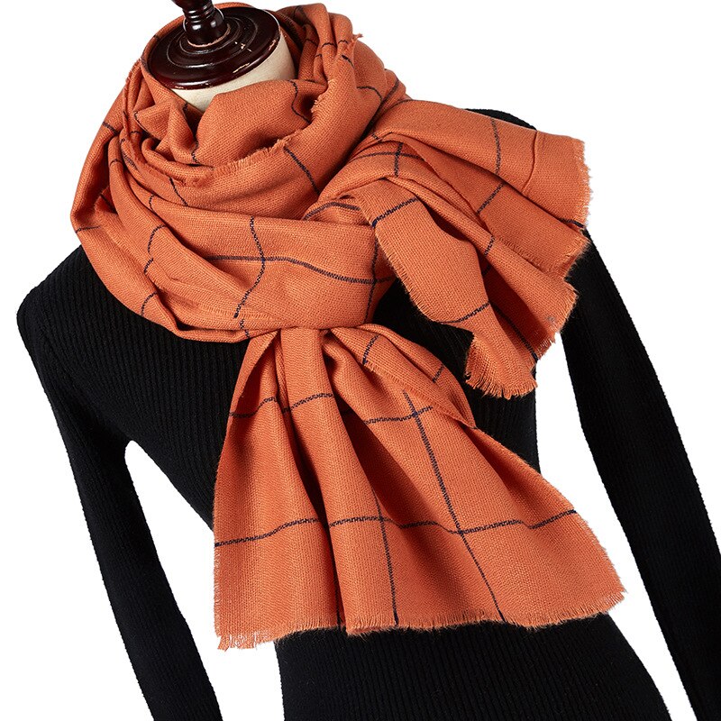 Otoño Invierno negro rojo verde amarillo búfalo tartán Plaid bufanda mujeres hombres lana gruesa lana poncho de bufandas capa: Marrón oscuro