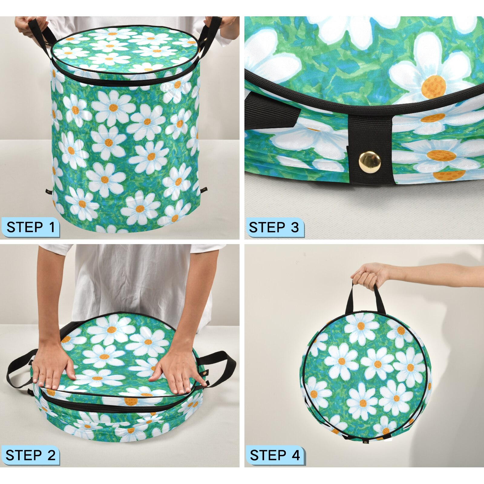 Organizer Polyester Basket Waterproof Large Capacity Laundry Hamper Dirty Clothes Storage Basket Floral Print Home Storage Bin