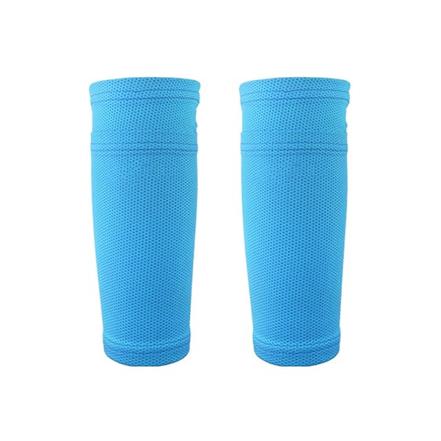 1 paar Zachte Voetbal Beschermende Sokken Scheenbeschermer Met Pocket Voor Voetbal Scheenbeschermers Been Mouwen Ondersteunende Volwassen Ondersteuning Sok: Blauw / L
