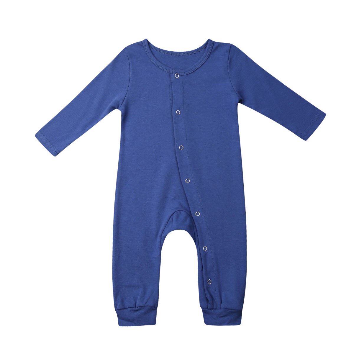 Lente Herfst Baby Baby Footies Meisjes Jongens Lange Mouwen Effen Katoenen Footies Outfits Kleding: Blauw / 12m