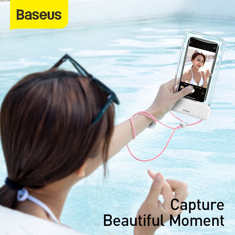 Baseus 7.2Inch Floating Airbag Swimming Bag Waterproof Mobile Phone Pouch Cell Phone Case For Swimming Diving Surfing Beach Use