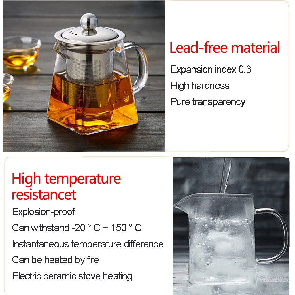 Hittebestendig Glas Theepot met Zeef Filter Zetgroep Tea Pot Praktische Fles Bloem Kopje Thee Thee Blad Kruiden Koffie 350ml
