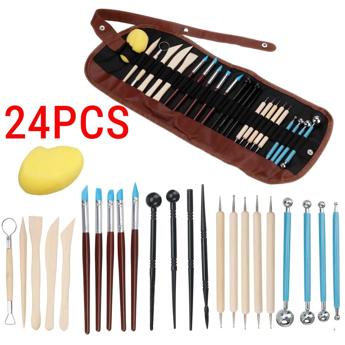 61PCS Ceramic Clay Tools Set Polymer Clay Tools Pottery Tools Set Wooden Pottery Sculpting Clay Cleaning Tool Set tool sculpture