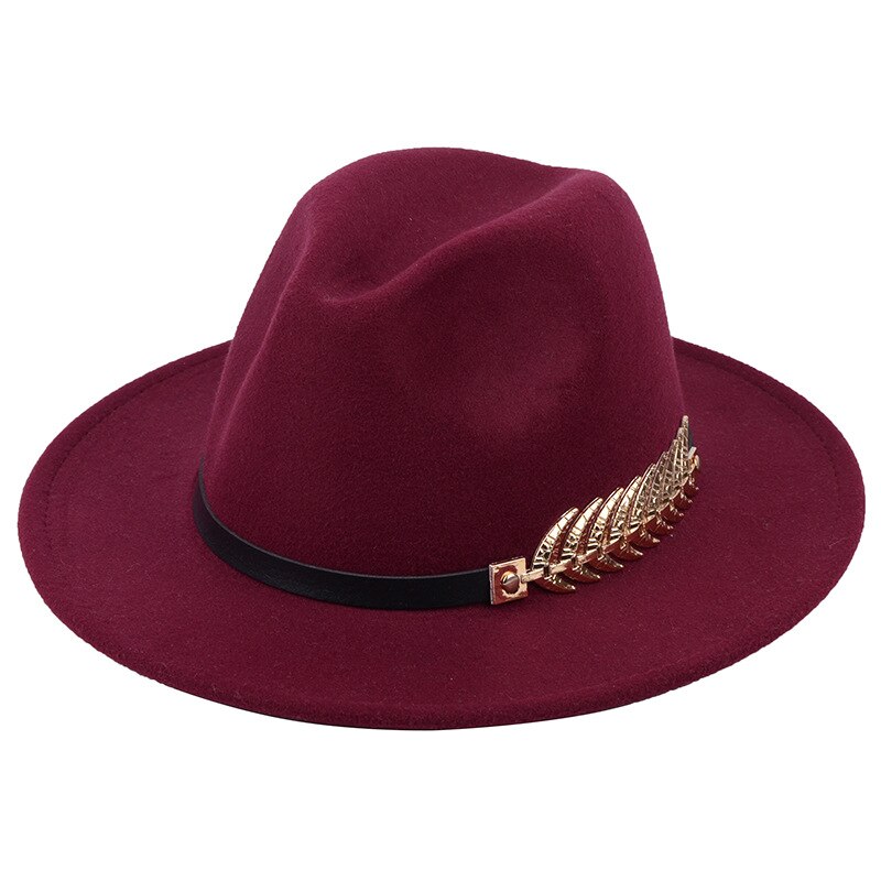 SLECKTON Fedoras Hats for Women Casual Girl Panama Jazz Cap Ladies Woolen Top Hat Men Bowler Hats Unisex Gorras S1078: Red wine