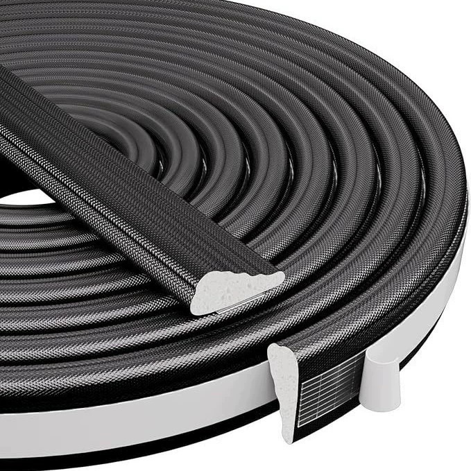 Door Window Sealing Strip Soundproof Noise Self-Adhesive Draught Exclude PU Foam Weather Stripping Door Seal Gap Filler: Champagne / 5m
