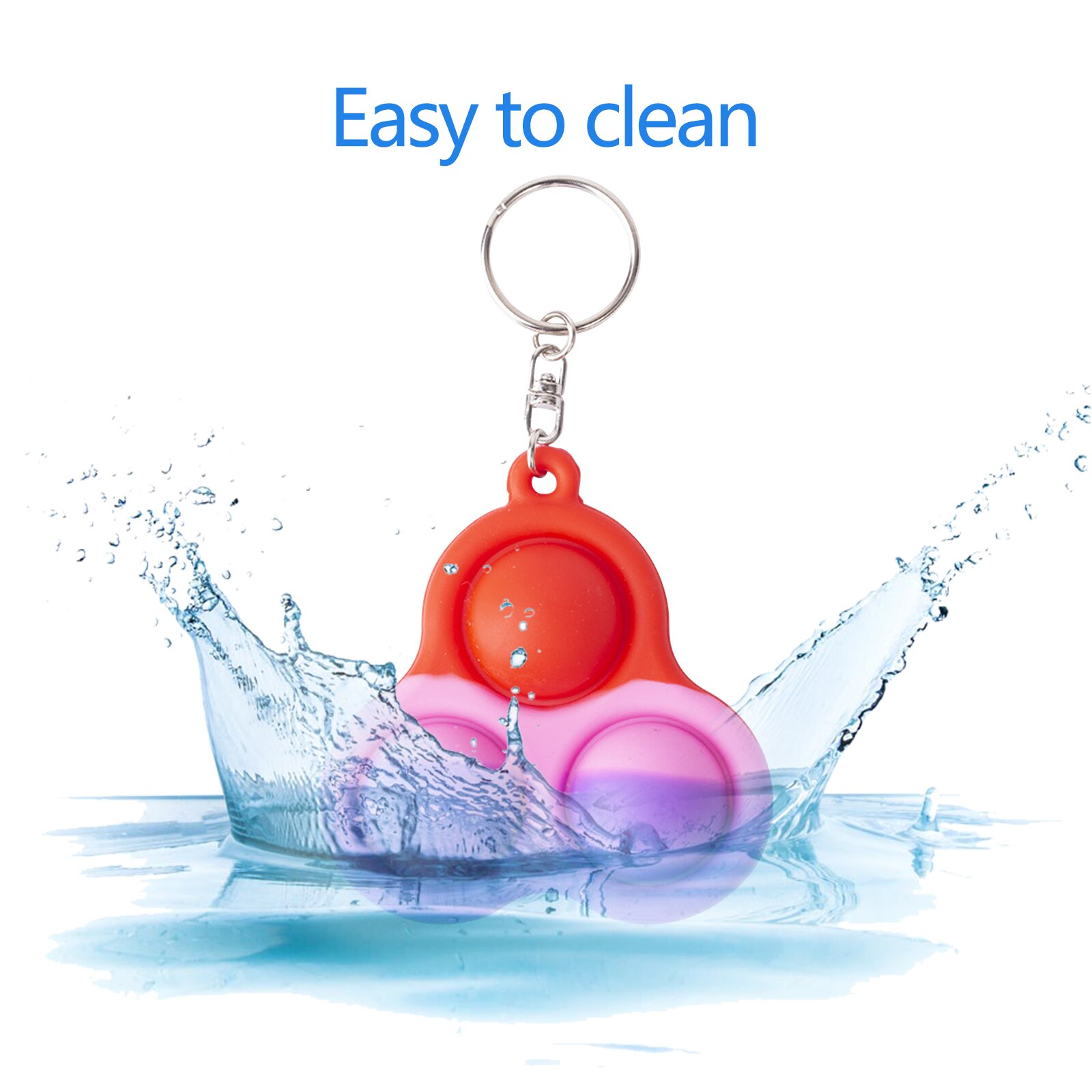 Simple Dimple Fidget Toy Popper, Handheld Mini Soft Silicone Stress Relief Hand Sensory Fidget Toys with Key Chain for