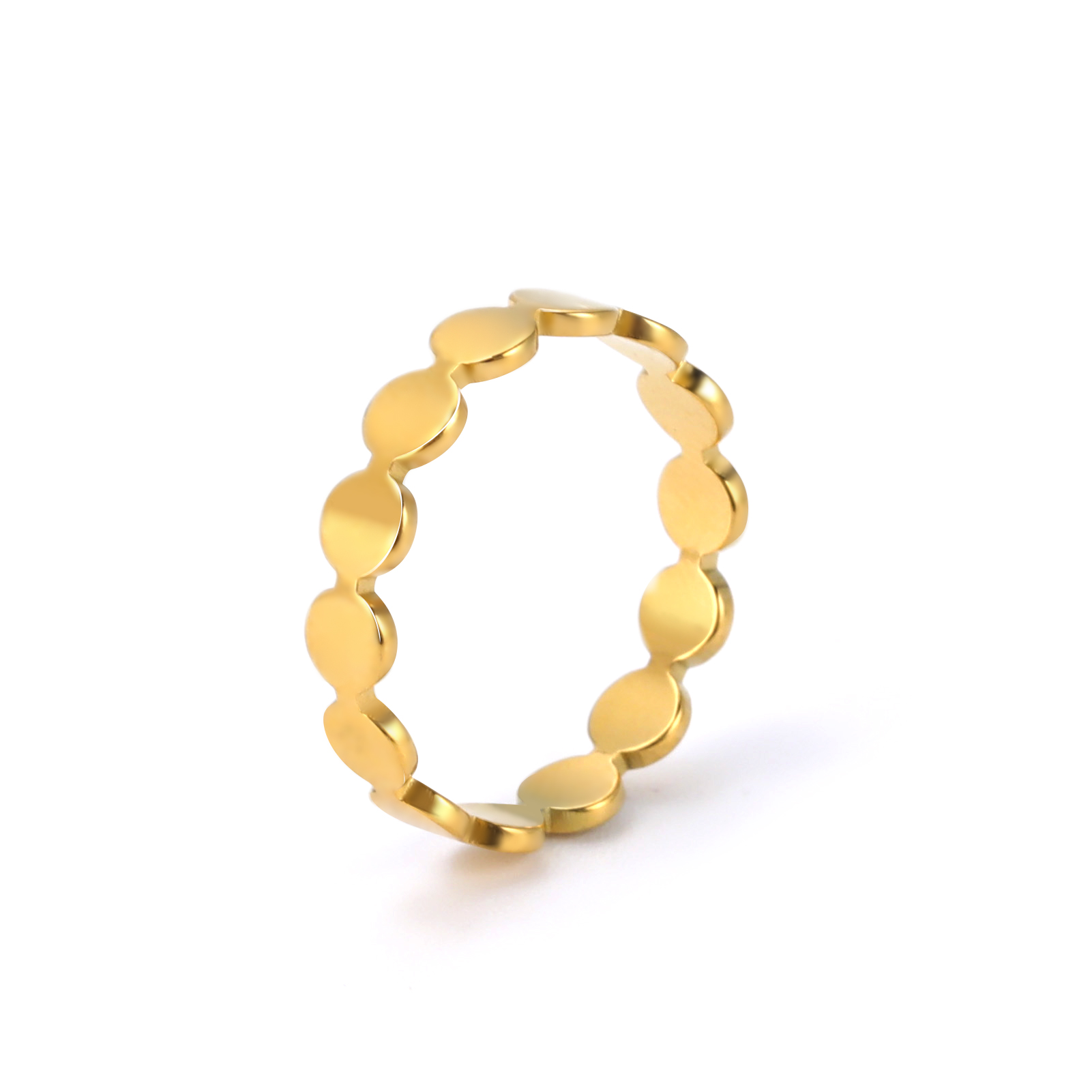 Skyrim Geometric Round Minimalist Rings for Women Girls Gold Color Stainless Steel Ring Wedding Party Jewelry: 11 / Champagne gold