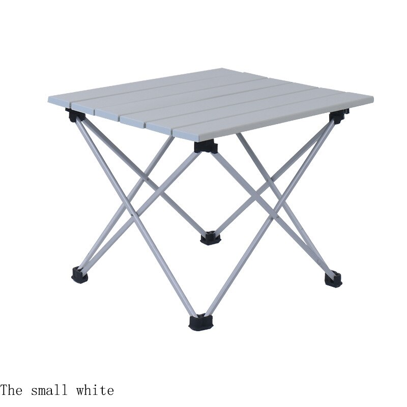 Udendørs aluminium bærbart ultra let foldbart picnicbord sammenfoldeligt udendørs spisebord familiefest picnic grillbilbord: Den lille hvide