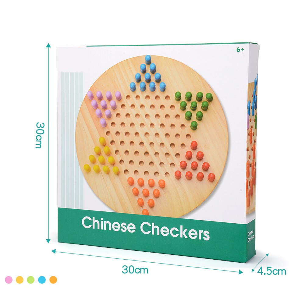 Wooden Chinese Checkers Board Game 60 Traditional Pegs for Adults Kids 6 Players AN88