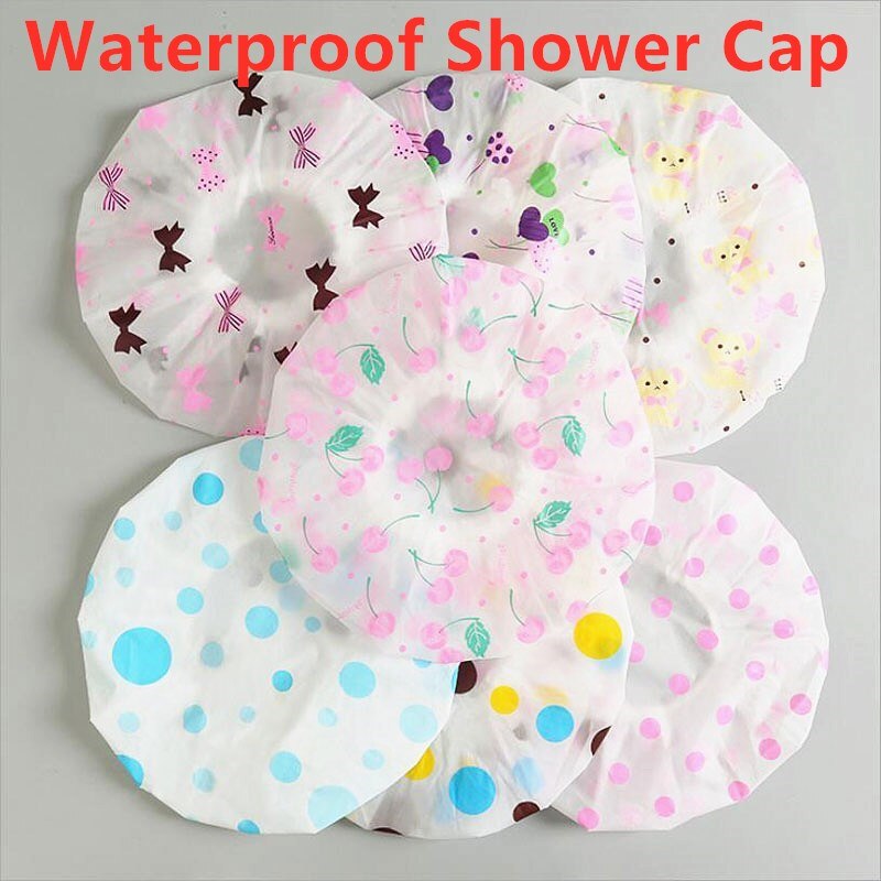 Waterproof Shower Cap Elastic Thicken Bathing Cap Bathing Hat For Women Spa Bathing Hair Salon Bathroom Shower Cap