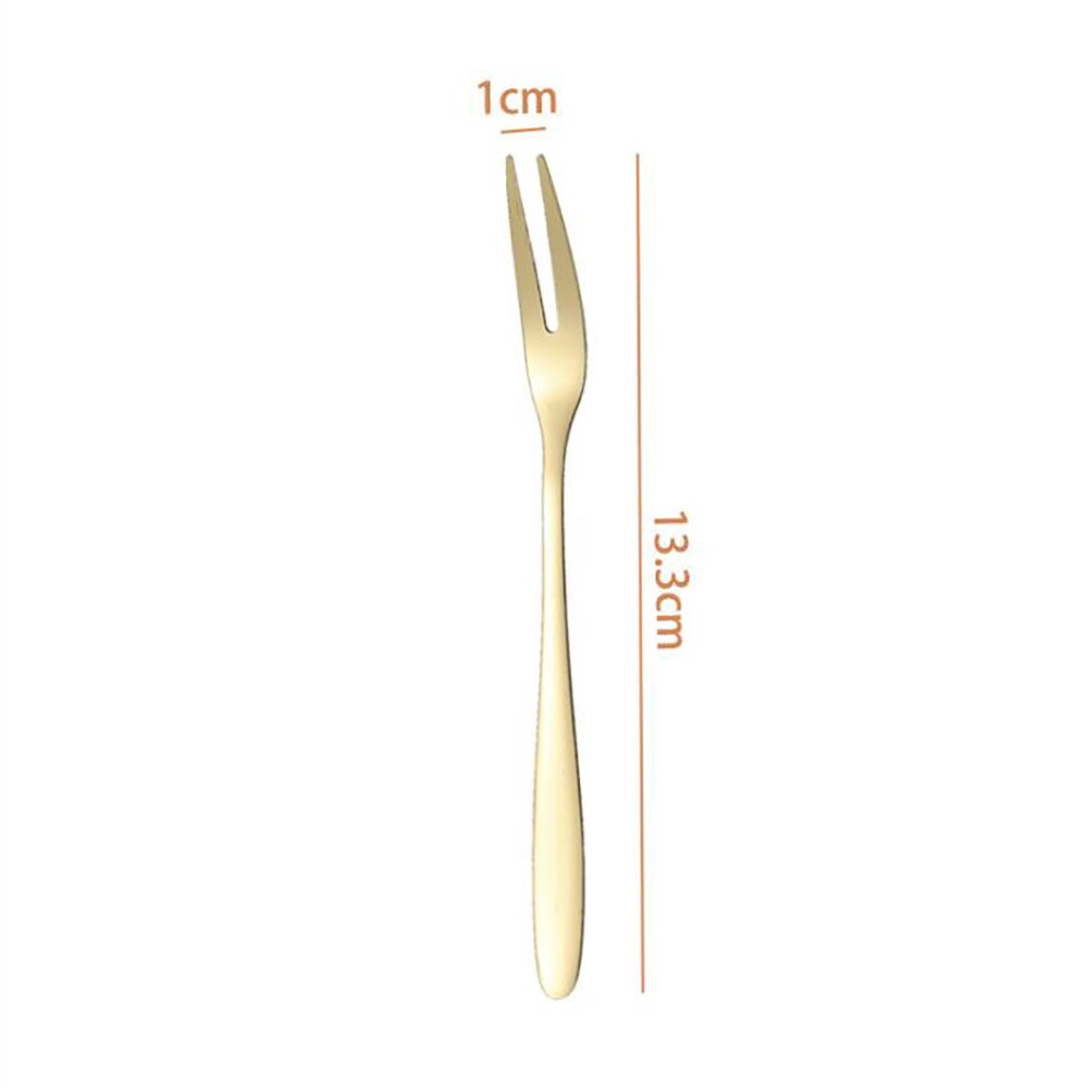 1 Tenedor de fruta original de acero inoxidable de para uso doméstico, postre de fruta, tenedor de pastel de Luna, tenedor de restaurante, tentempié, tenedor de postre: Gold