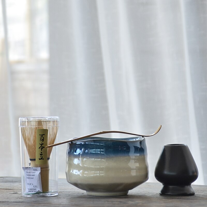 Tangpin tradisjonelle matchasett naturlig bambus matcha visp ceremic matcha bolle vispholder japanesetesett drinkware: D
