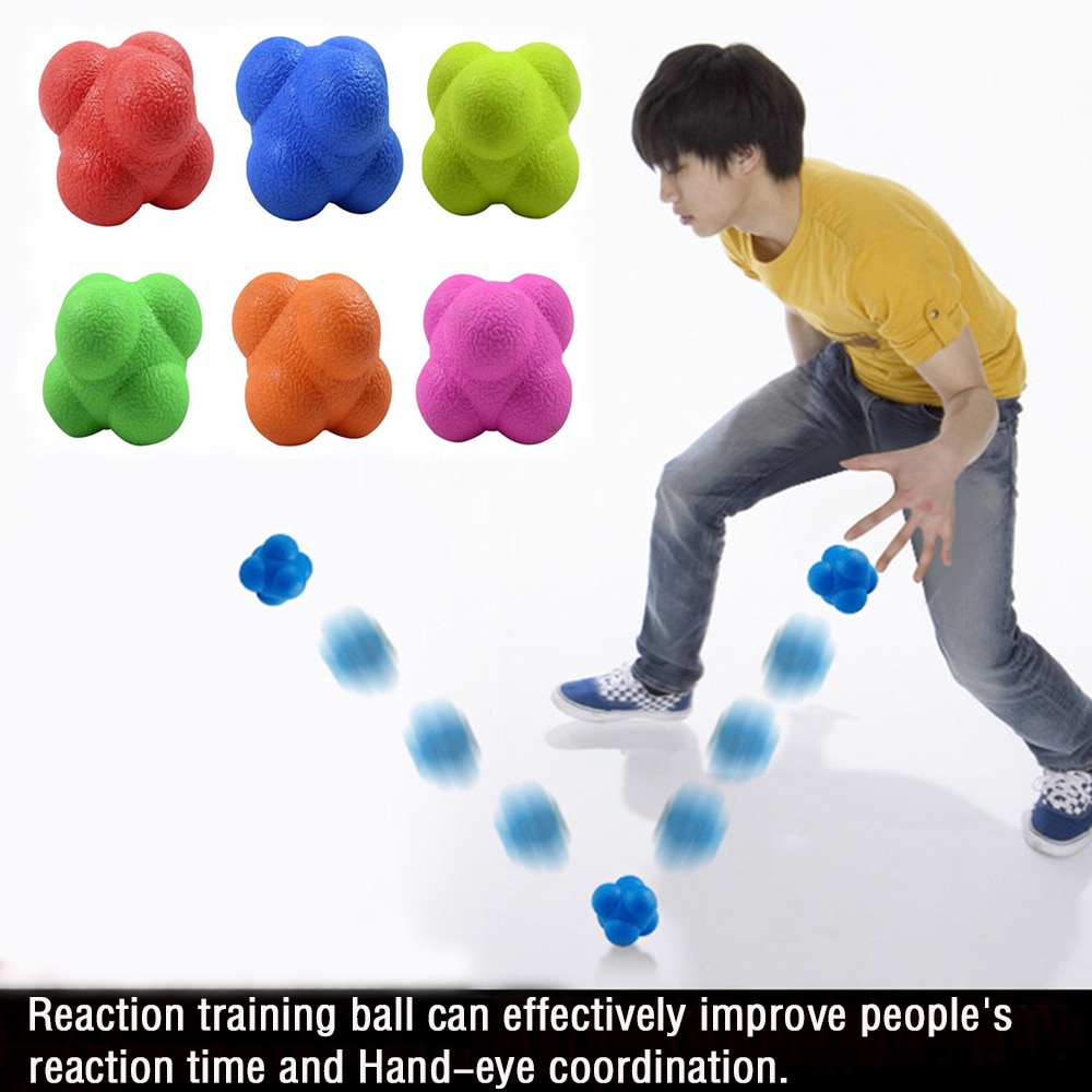 Bola de reacción Hexagonal de 5,5 cm, Bola de silicona para la agilidad y la coordinación, ejercicio de reflejos, pelota de entrenamiento deportivo