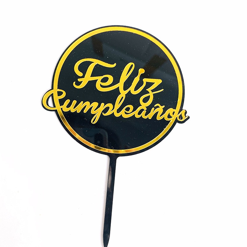 Akryl spansk grattis på födelsedagen tårta topper feliz cumpleanos bakning tårta dekoration barn födelsedagsfest gunst