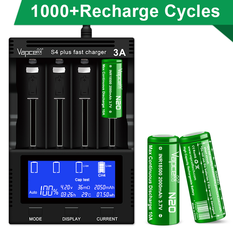 Original Vapcell 18500 Battery N20 N24 N26 3.7V Rechargeable Lithium Batteries INR 18500 Li-ion Cell for Consumer Electronics