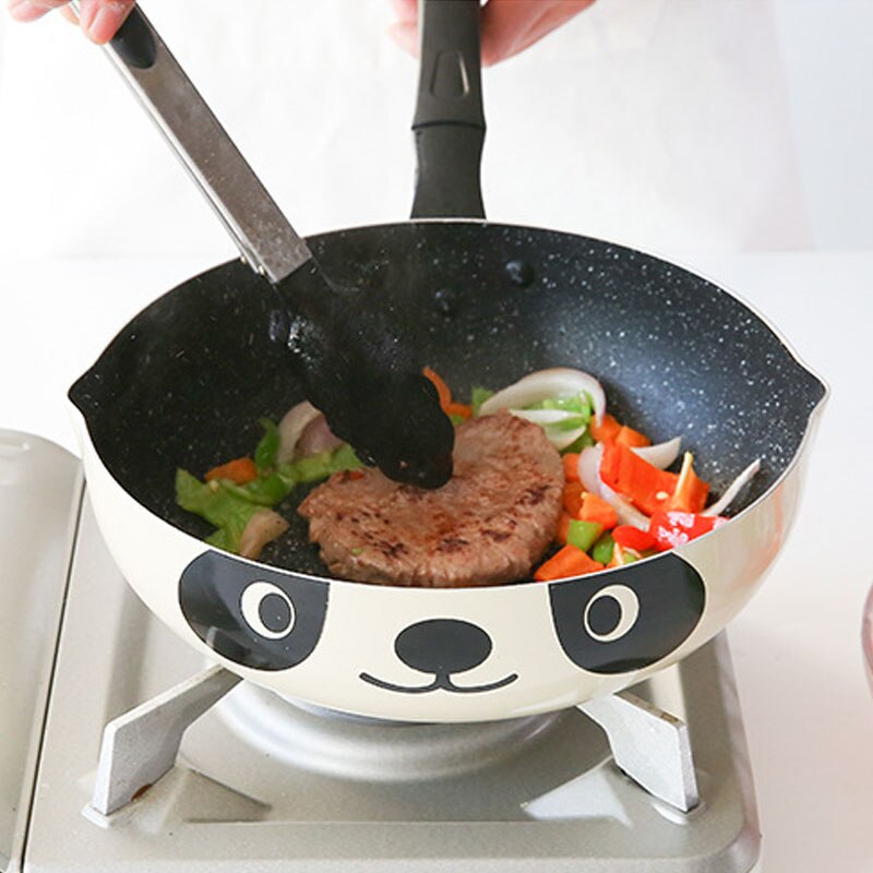 24Cm Panda Pot Japanse Stijl Inductie Fornuis Universele Koekenpan Non-stick Aluminium Pot Koekenpan Stenen Pot