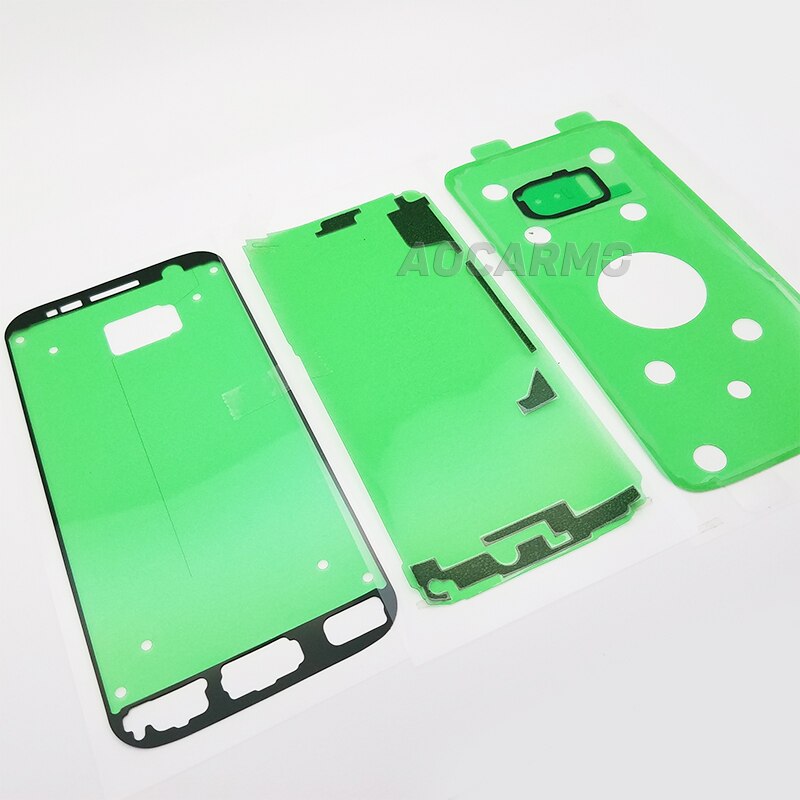 Aocarmo LCD Screen + Back Battery Cover Frame +Camera Lens Sticker Full Set Adhesive Tape For Samsung Galaxy S7 G930 5.1"