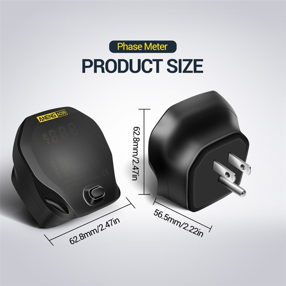 ANENG AC09 Digital Socket Outlet Tester Voltage Test Socket Detect Electric Circuit Ground Line Phase Check Tools with Backlight