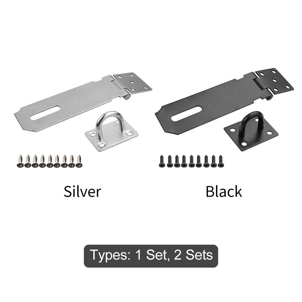 5inch Door Hasp Safety Hardware Durable Heavy Duty Stainless Steel Drawer Latch Lock Staple Window Padlock Clasp Easy Install