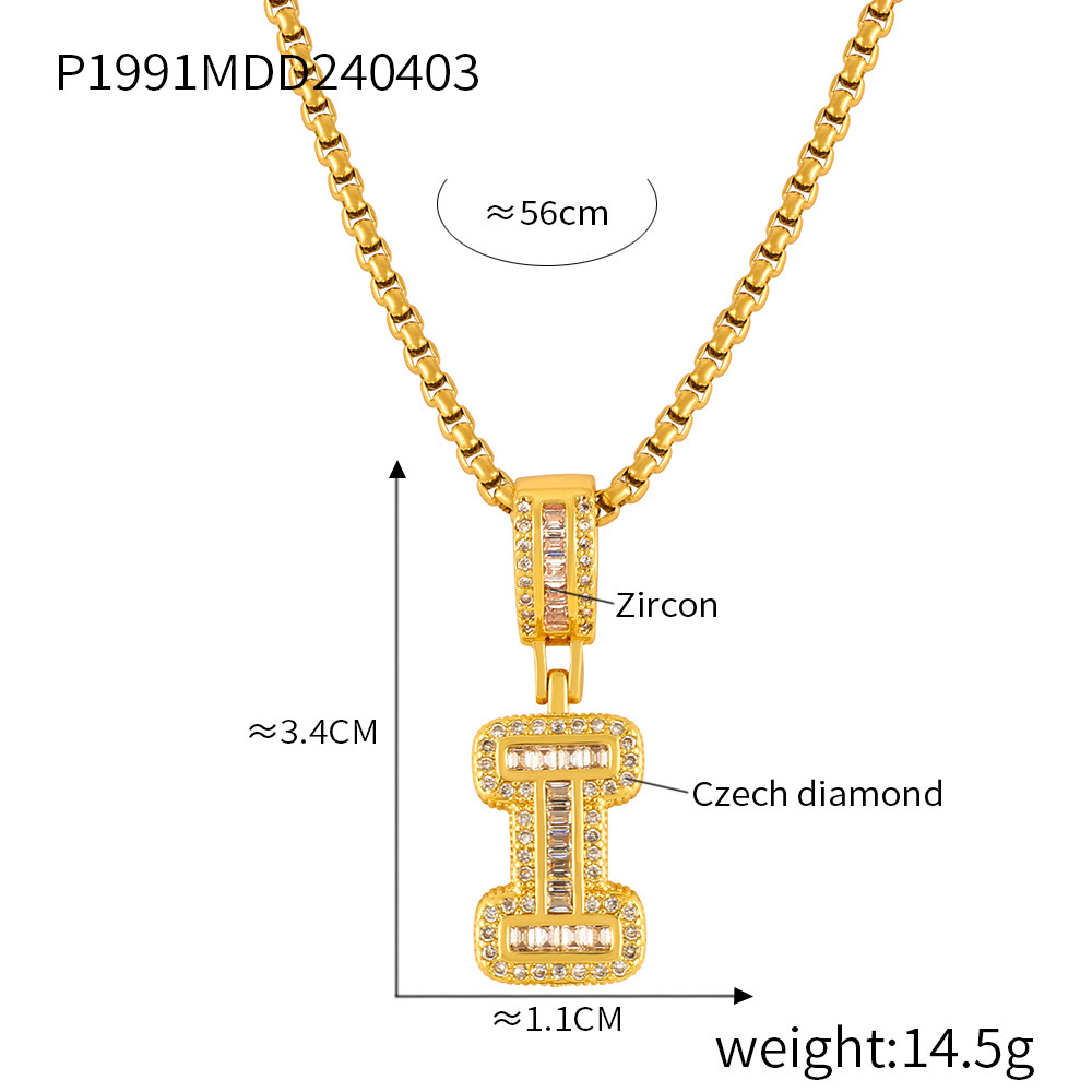 26 Letters Pendant Necklace For Women Men Unisex Stainless Steel 18K Gold Plated Waterproof Long Necklaces Couples Neck Chain