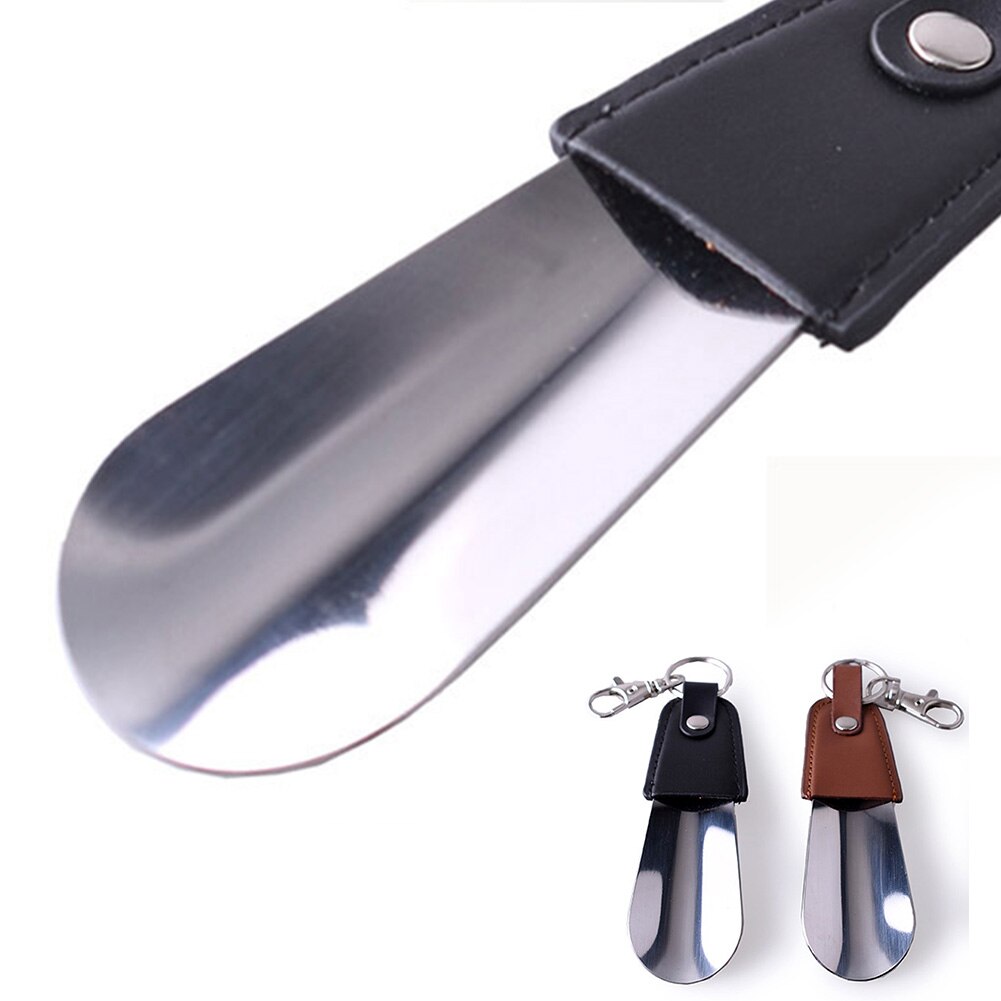 Nahkainen avaimenperä ruostumattomasta teräksestä valmistettu luistamaton tukeva mini-ikäisten kenkälusikka kannettava lusikka