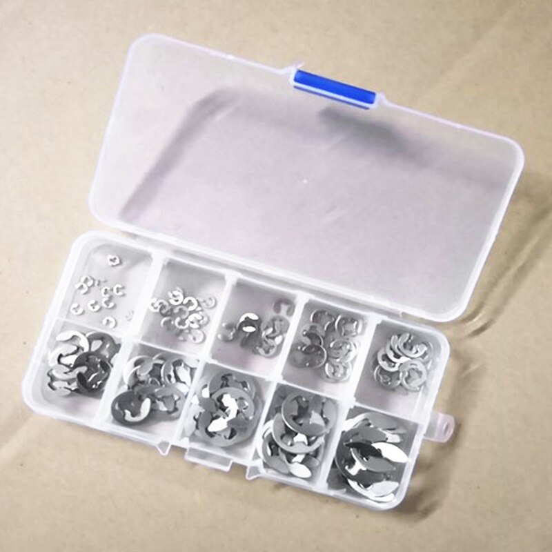 120Pcs/Lot 304 Stainless Steel Stainless Steel E Clip Washer assortment Kit Circlip Retaining Ring for Shaft Fastener M1.5~M10