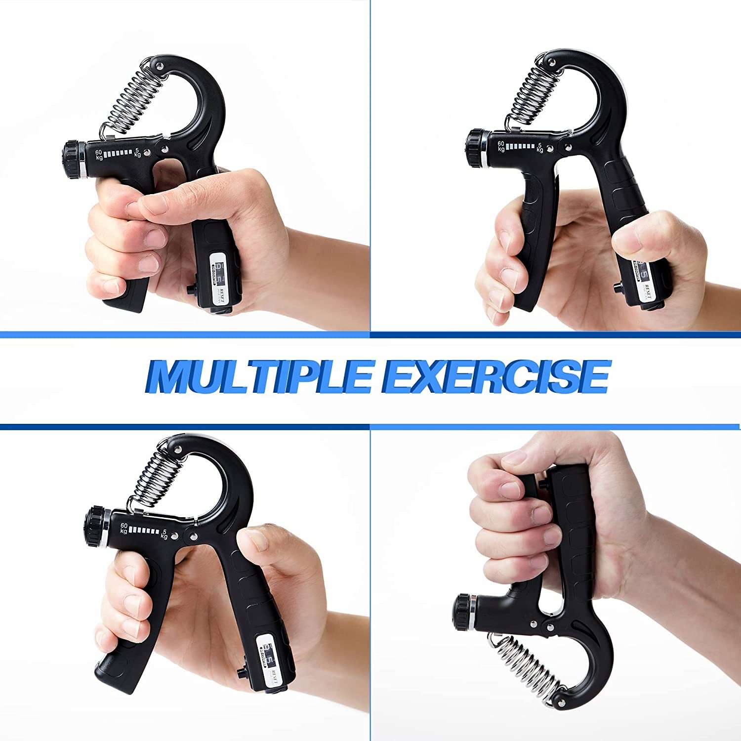 Hand Grip Strengthener, Grip Strength Trainer, Finger Forearm Exerciser with Counter, Adjustable Resistance 10-40Kg