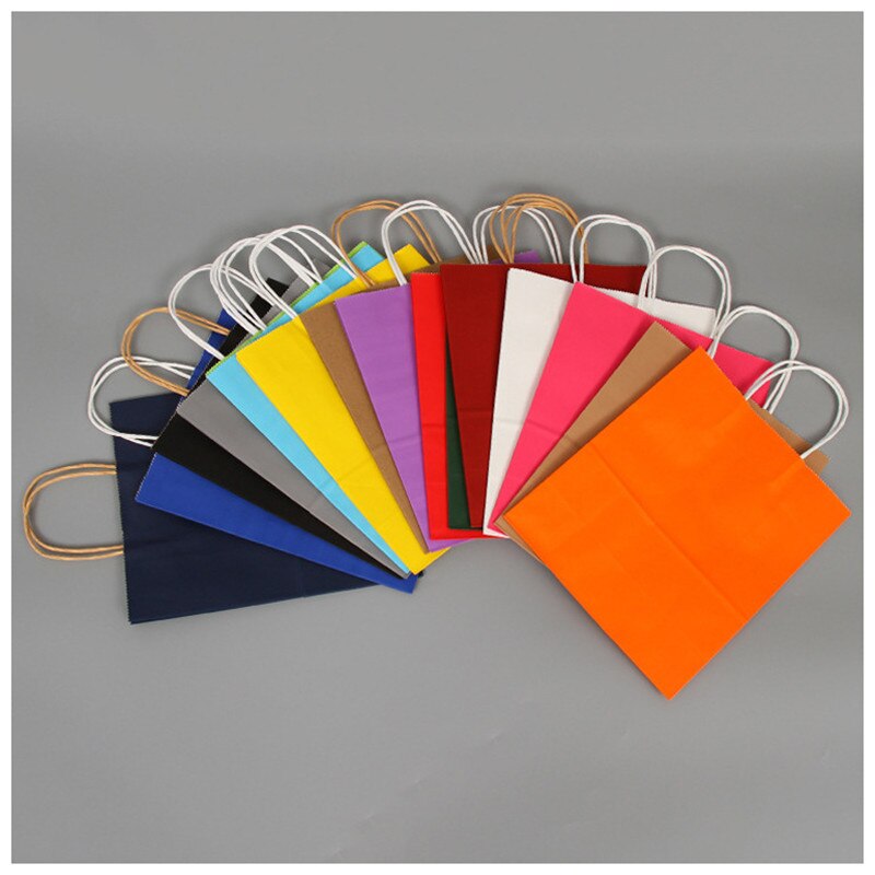 1Pcs Reusable Kraft Paper Shopping Bag With Handle DIY Multifunction Wedding Birthday Party package bags