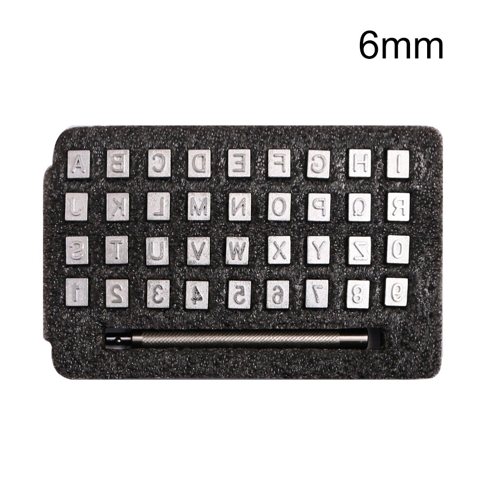 37Pcs DIY Leather Seal Engraving Craft Tool Steel Alphabet Number Stamp Leather Stamping Printing Metal Mold Engraving Tool Set: 6mm