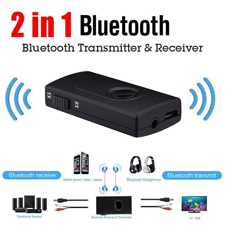 Adaptador de música y Audio estéreo portátil, receptor y transmisor inalámbrico con Bluetooth V4.2, baja latencia, , 2 en 1