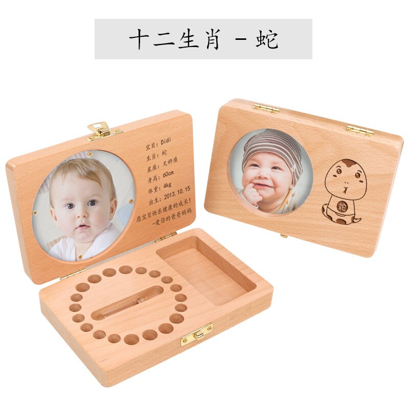 Baby Tanden Doos Medaillon Meisje Jongen Groeiende Permanente Tanden Opbergdoos Baby Lanugo Besparen Gemonteerd Kinderen Tanden Collectebus: 12 Zodiac Series Snake