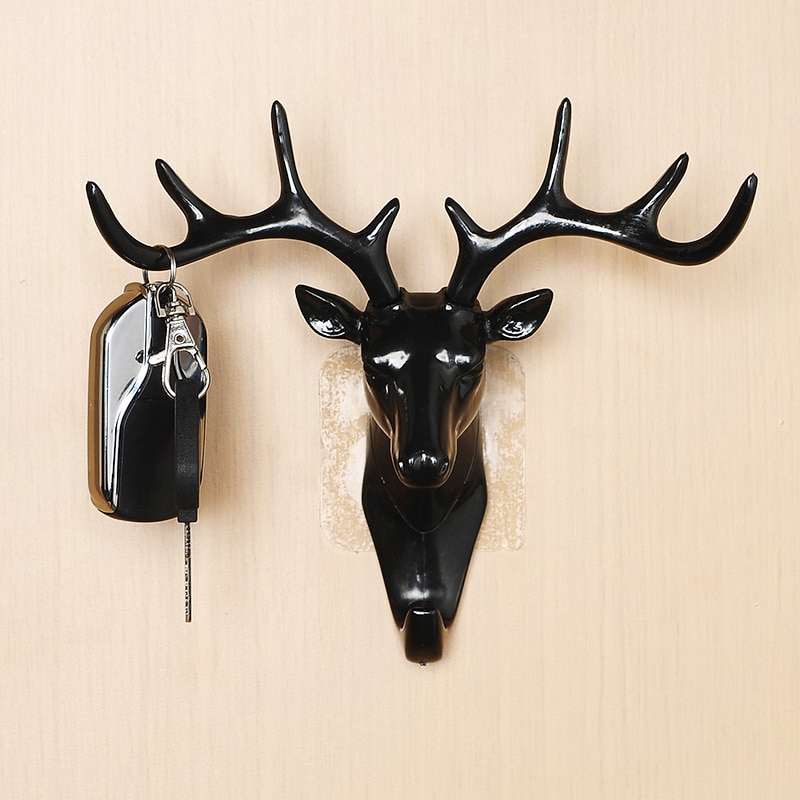 Wall Hanger Deer Antler Style Hat Coat Bag Rack Hooks Holder Decor Self Adhesive DIY Rack Vintage Stag Head Hook Art Home