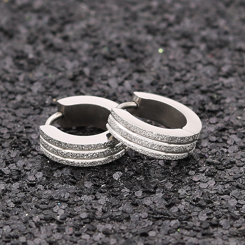 Earrings Men&#39;s Round Titanium Steel Earrings Men&#39;s Jewelry Accessories Hipster Rock Style Punk Circle Earrings for Men