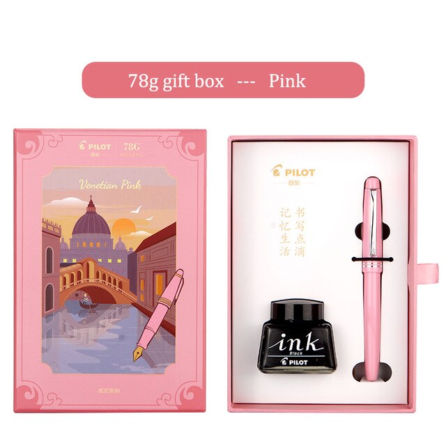 PILOT 78G fountain pen pink light gray fountain pen Italian style fountain pen EF/F/M nib fountain pen set limited edit: pink / EF