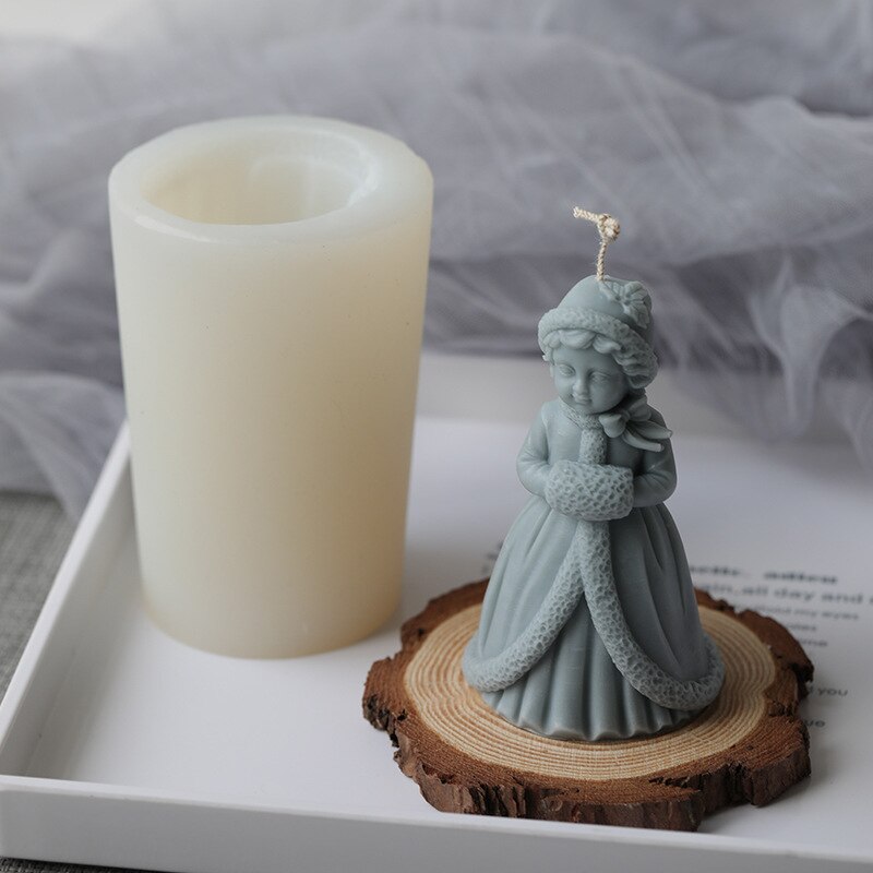 Christmas Girl Silicone Mold Decoration Mold Scented Candle Christmas Little Princess Plaster Baking Cake Cube Mold